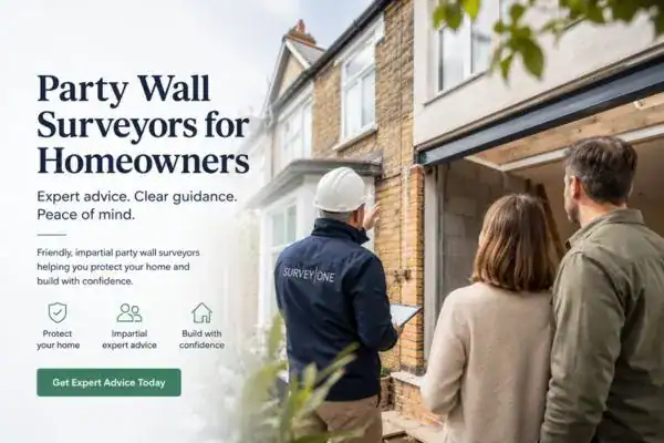 Image of couple with Party wall survey from Survey One Peterborough